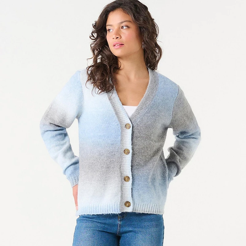 DV V-NECK SPACE-DYE CARDIGAN
