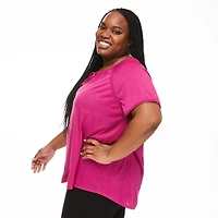 Penmans Plus Women's Tie Neckline Crinkle Top