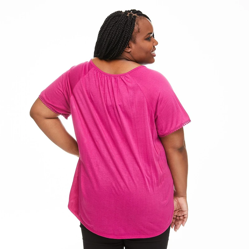 Penmans Plus Women's Tie Neckline Crinkle Top