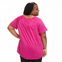 Penmans Plus Women's Tie Neckline Crinkle Top