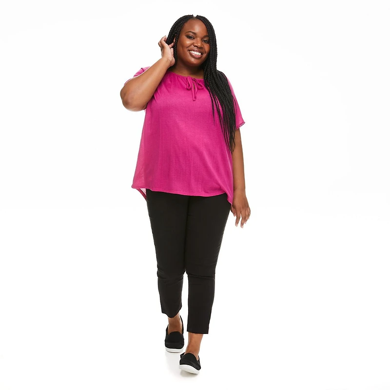 Penmans Plus Women's Tie Neckline Crinkle Top
