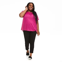 Penmans Plus Women's Tie Neckline Crinkle Top