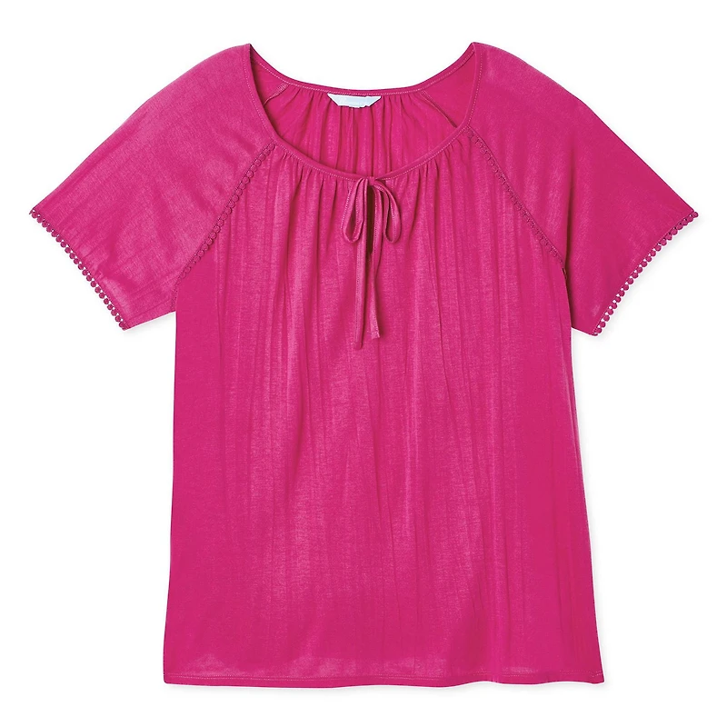 Penmans Plus Women's Tie Neckline Crinkle Top