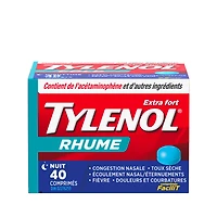 Tylenol Extra Stength Cold eZ Tabs, Relieves Cold symptoms, Nighttime, 40 Count