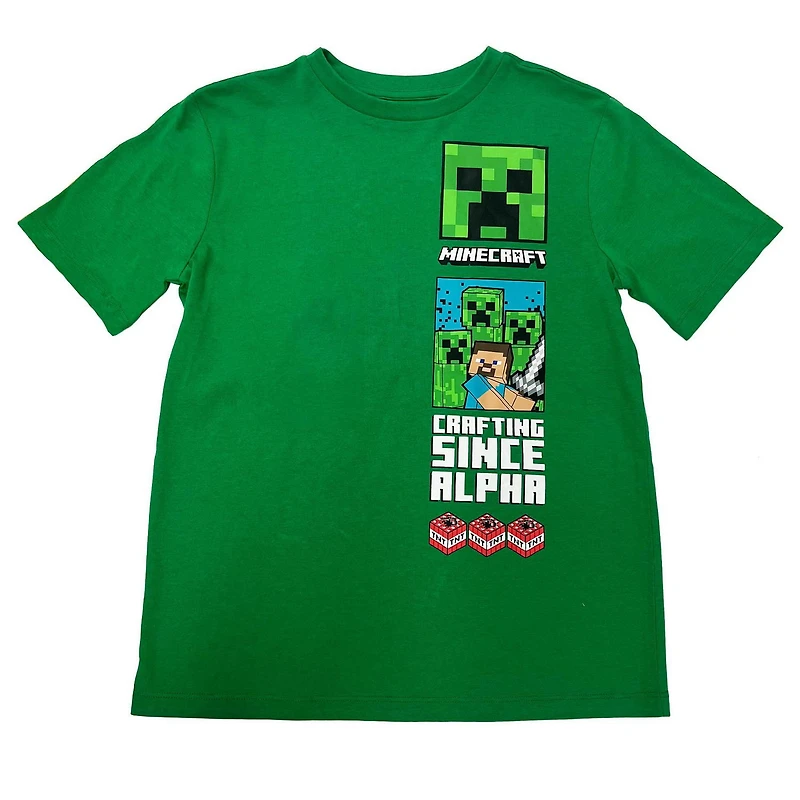 Minecraft Boys Steve And The Creeps Short Sleeve Crew