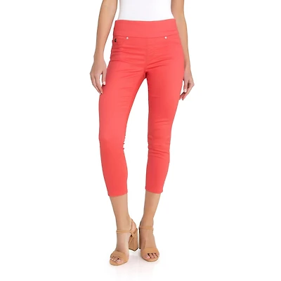 Jordache Women's Wide Waistband Pull on Legging Crop