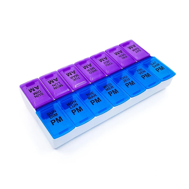 Equate Twice Daily Pill & Vitamin Planner, XL, Fourteen extra-large compartments
