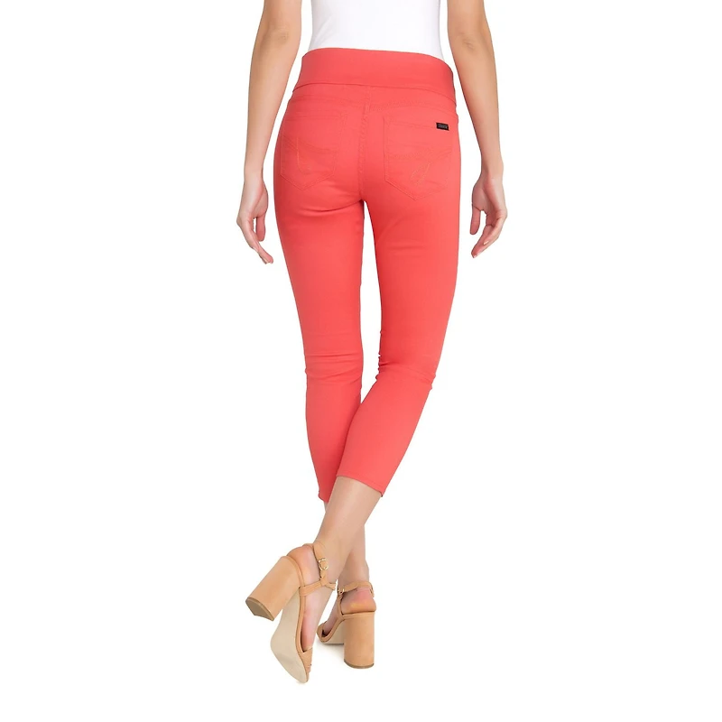 Jordache Women's Wide Waistband Pull on Legging Crop