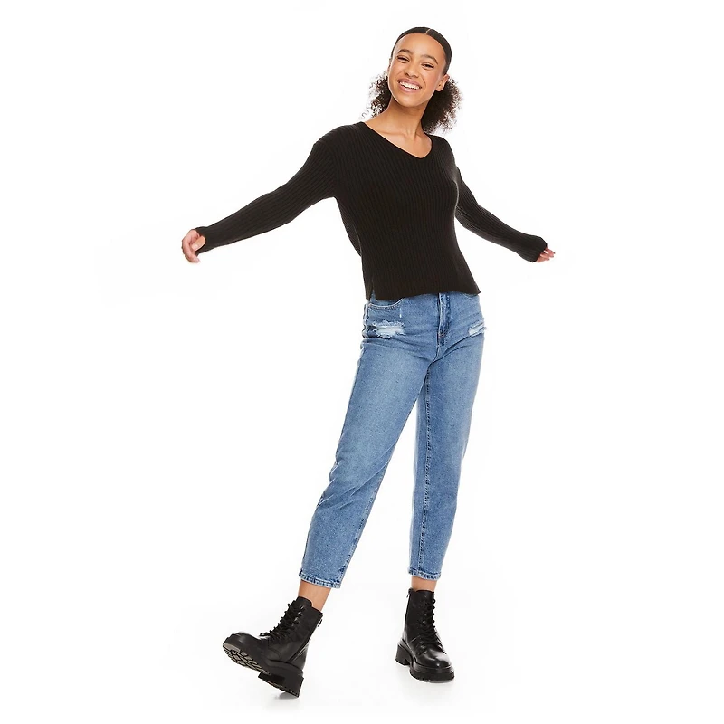 No Boundaries Women's V-Neckline Sweater