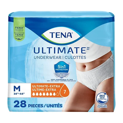 TENA Incontinence Underwear for Women, Postpartum and Bladder Control, Ultimate Absorbency, Medium, 28 Count