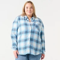 BUTTON FRONT PLAID SHIRT
