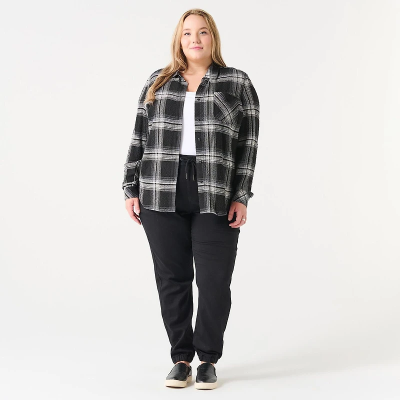 BUTTON FRONT PLAID SHIRT