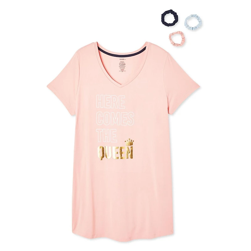 George Plus Women's Nightshirt and Scrunchie 4-Piece Set