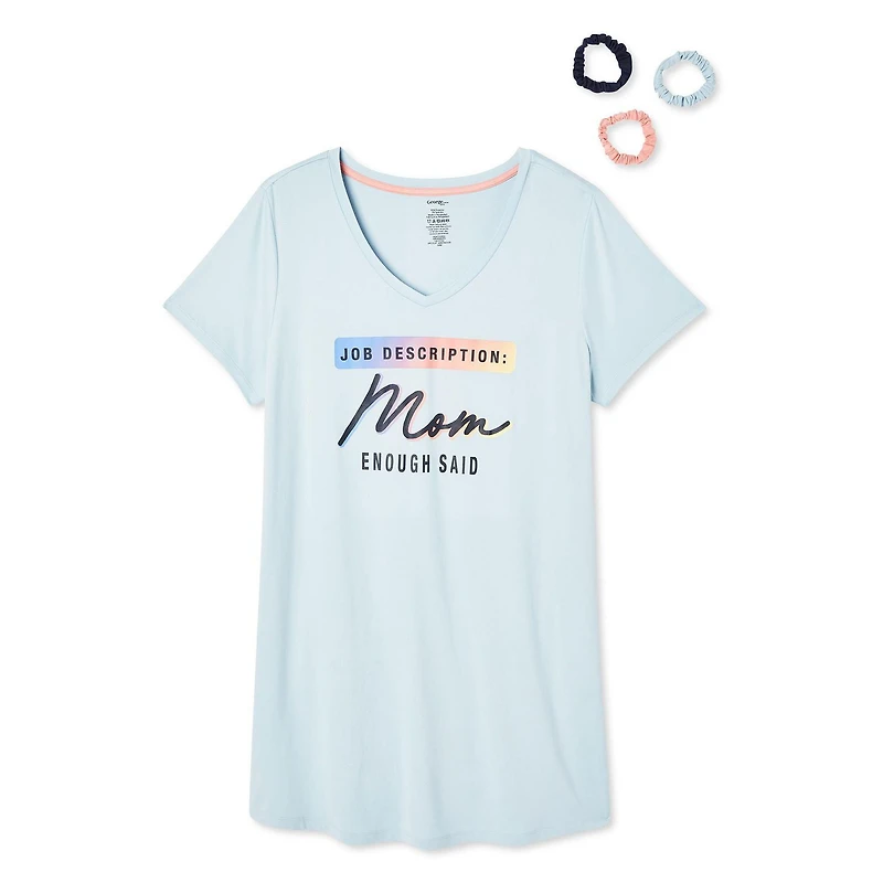 Ensemble 4 pièces avec chemise de nuit et chouchous George Plus pour femmes