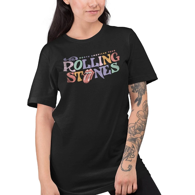 Rolling Stones Tee shirt femme. Ce t-shirt à manches courtes et col rond pour femme peut facilement être porté avec votre jean ou votre bas préféré et Tailles TP à TG