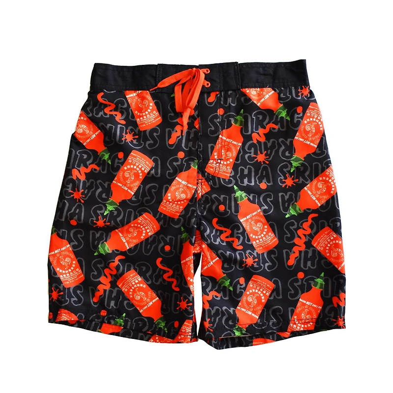 Men's Sriracha Bottle Splatter Swim Trunks
