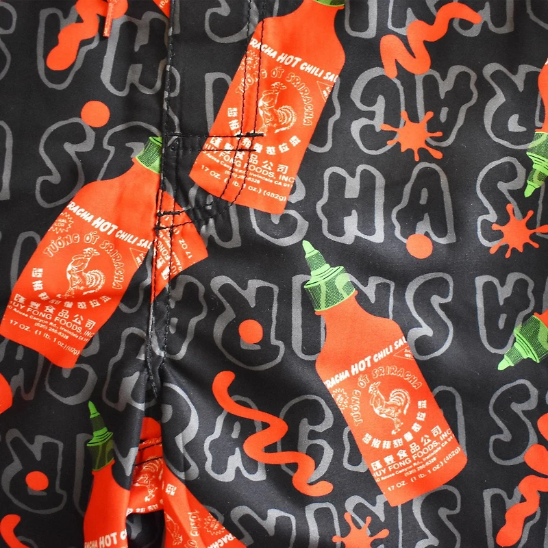 Men's Sriracha Bottle Splatter Swim Trunks