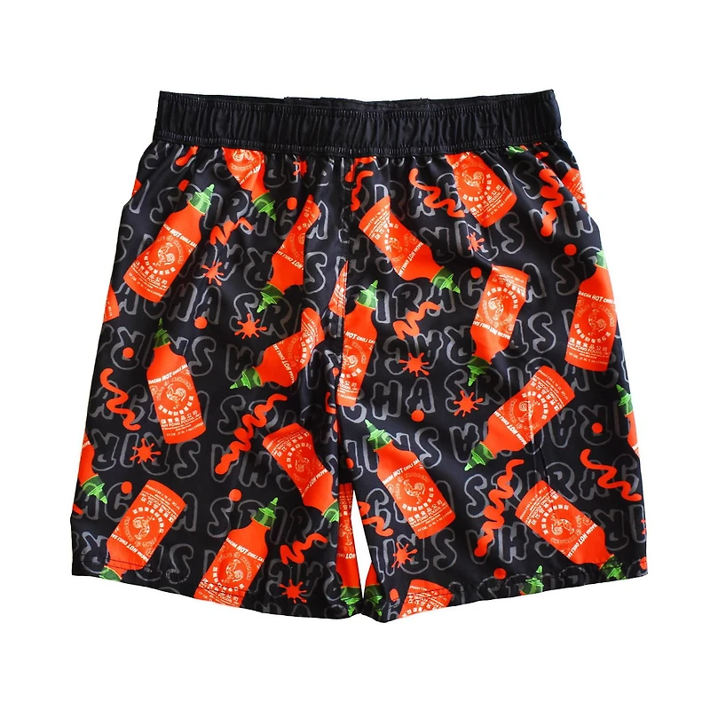Men's Sriracha Bottle Splatter Swim Trunks