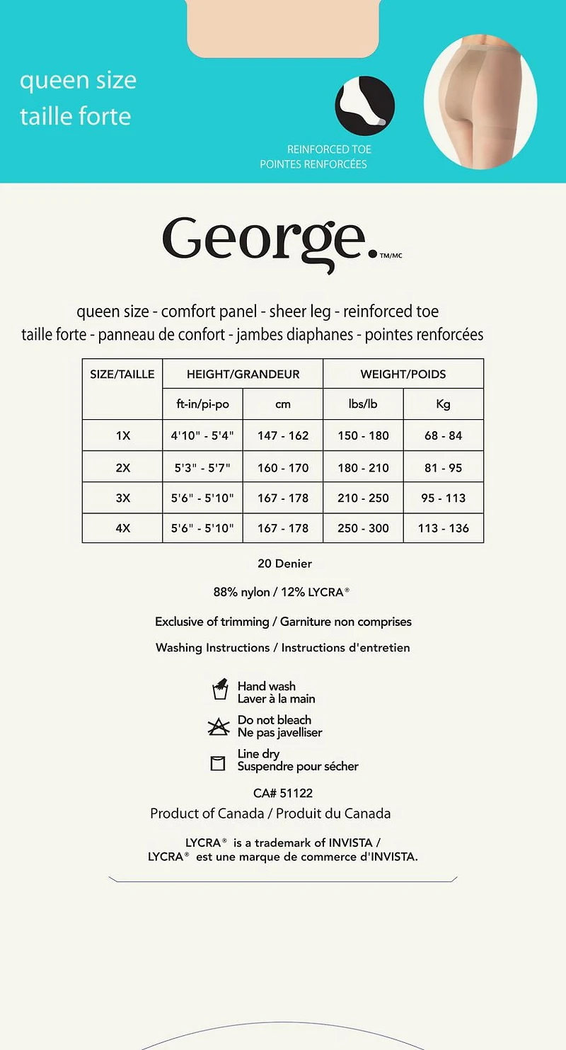 Bas-culotte taille forte George Plus pour femmes