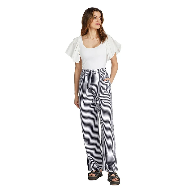 Mexx Pantalon à jambes larges avec ceinture pour femmes