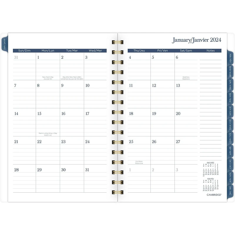 Petit Agenda Hebdomadaire/Mensuel 2024 Cambridge, Air Frais, Lavande