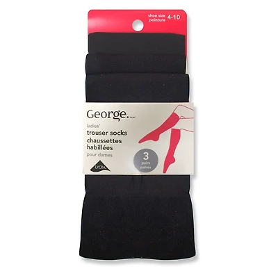 George Ladies 3pk Trouser Sock, Size Shoe 4–10