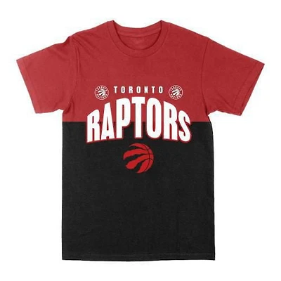 T-shirt à manches courtes NBA Toronto Raptors Arc Color Block rouge et noir pour homme
