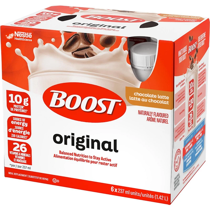 BOOST Original Chocolate Latte Meal Replacement Drink Pack of 6, 1.5 kg