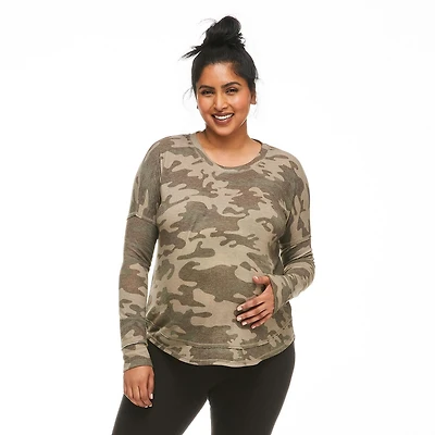 Paisley Sky Maternity Oversized High-Low Hem Top