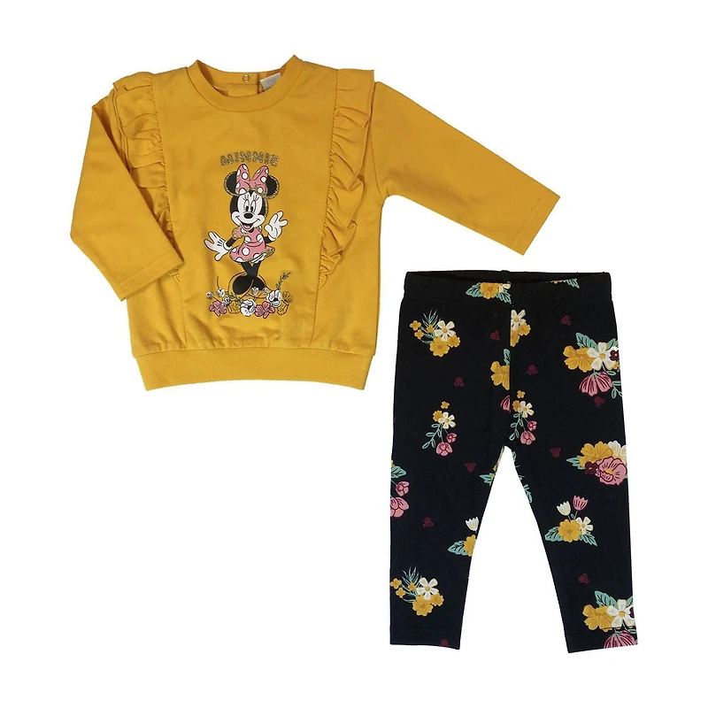Disney Minnie Mouse ensemble Legging en jersey et Haut en tissu bouclette 2 pièces pour filles
