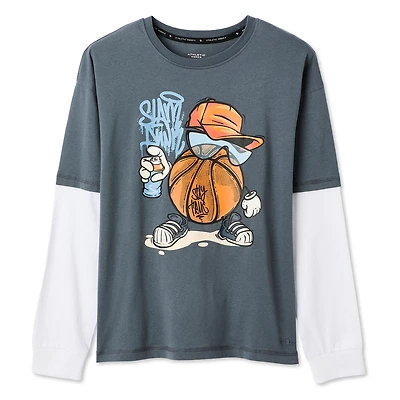 T-shirt trompe-l’œil à manches longues Athletic Works pour garçons
