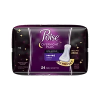 Serviettes de nuit pour incontinence Poise, absorption suprême, protection accrue, 24 serviettes