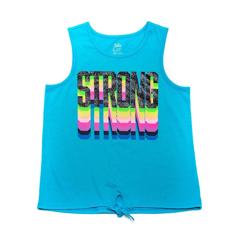 Girls Justice Strong Front Tie Tank Top
