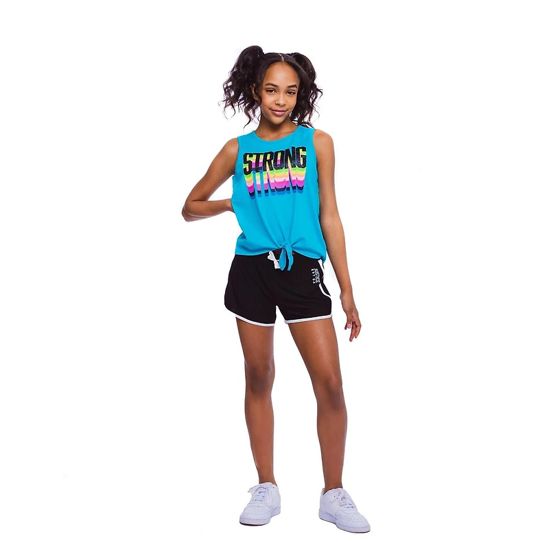 Girls Justice Strong Front Tie Tank Top