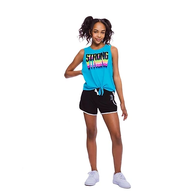 Girls Justice Strong Front Tie Tank Top