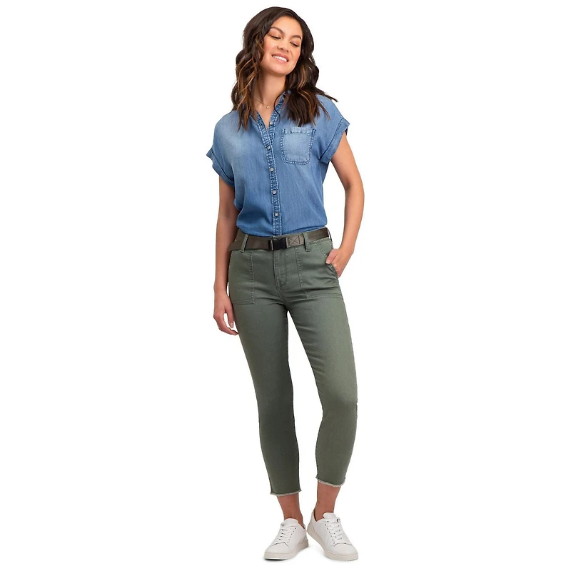 Jordache Women's High Rise Utility Cropped Pant