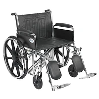 Drive Medical Black Sentra EC Heavy Duty Wheelchair, Detachable Full Arms, Elevating Leg Rests, 24" Seat