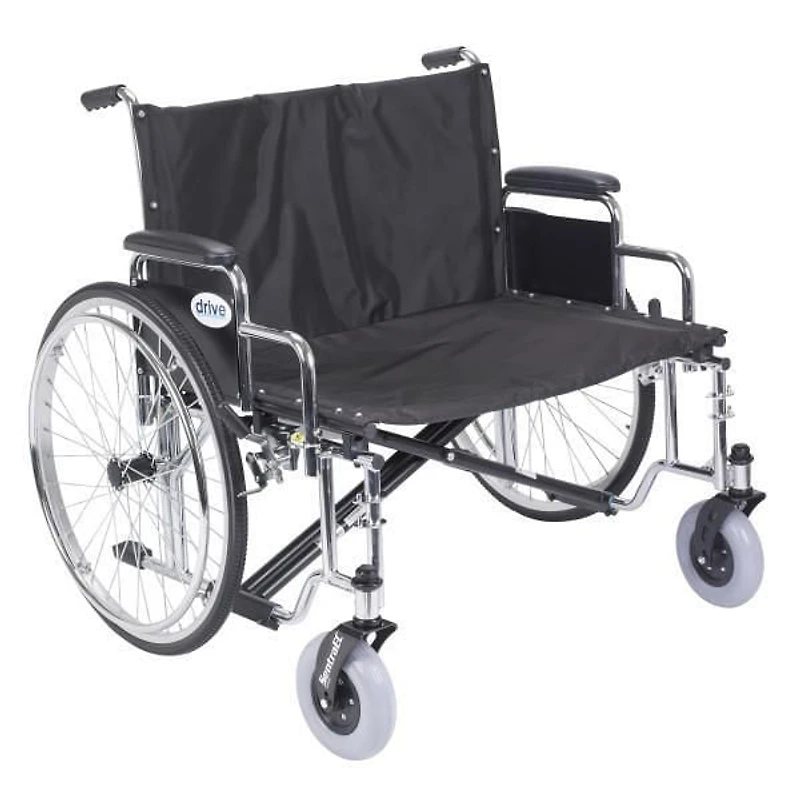 Drive Medical Black Sentra EC Heavy Duty Extra Wide Wheelchair, Detachable Desk Arms, 30" Seat