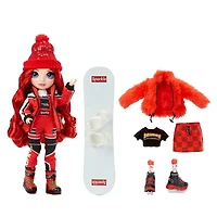 Rainbow High Winter Break Ruby Anderson – Red Winter Break Fashion Doll and Playset with 2 complete doll outfits, Snowboard and Winter Doll Accessories, Great Gift for Kids 6-12 Years Old