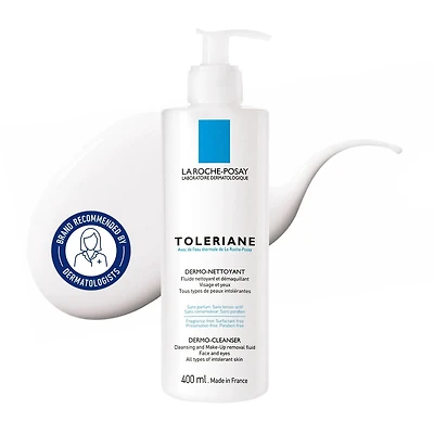 La Roche-Posay Toleriane Dermo-Cleanser Soothing & Hydrating Face Wash with Glycerin, Fragrance Free, Preservative Free, 400mL