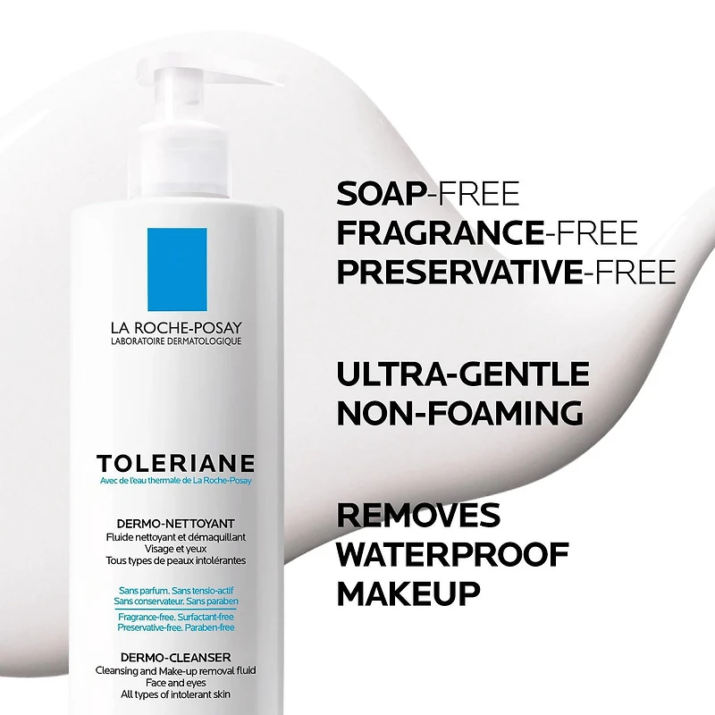 La Roche-Posay Toleriane Dermo-Cleanser Soothing & Hydrating Face Wash with Glycerin, Fragrance Free, Preservative Free, 400mL