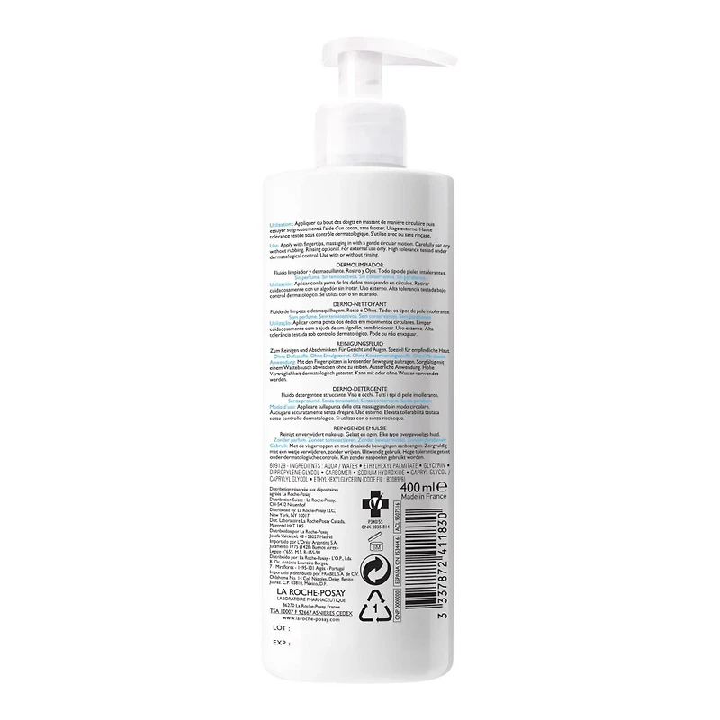La Roche-Posay Toleriane Dermo-Cleanser Soothing & Hydrating Face Wash with Glycerin, Fragrance Free, Preservative Free, 400mL