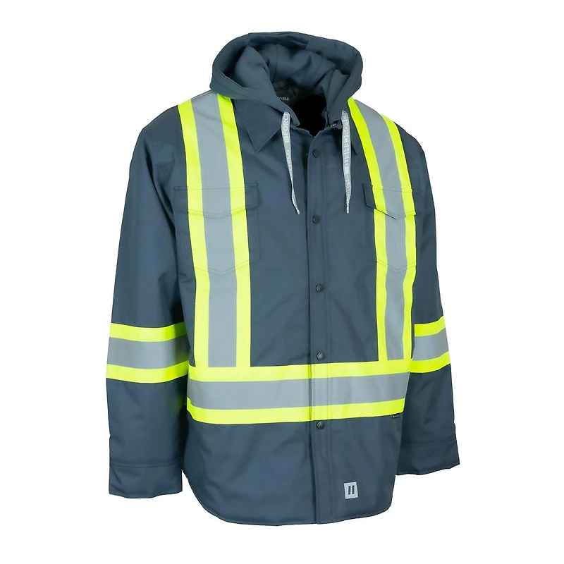 Forcefield Hi-Vis Hoodie Shacket With Detachable Hood