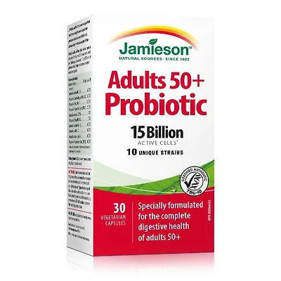 Jamieson capsules probiotiques adultes 50 ans et plus, 15 milliards UFC, 30 capsules 30 capsules