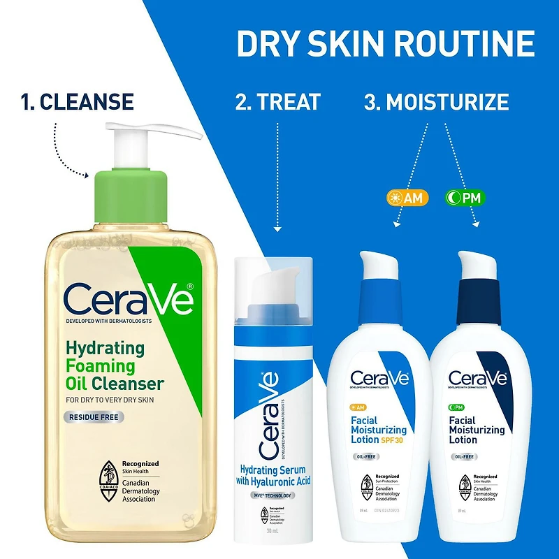 CeraVe Hydrating Foaming Oil Cleanser | Face & Body Wash with Squalane Oil, Hyaluronic Acid and Ceramides | For Dry to Very Dry Skin | 355 mL, Developed with Dermatologists