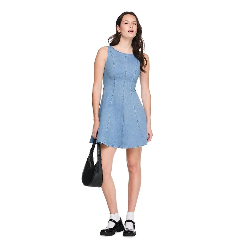 No Boundaries Women's Denim Fit & Flare Dress