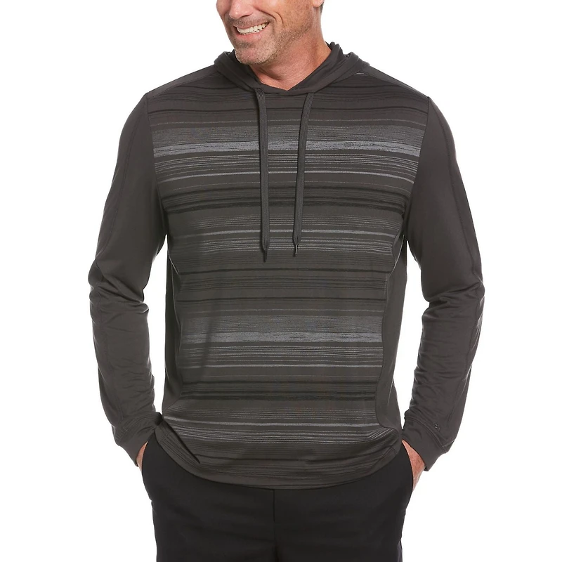 Men's Long Sleeve Printed Stripe Pullover Hoodie