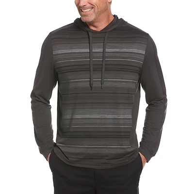 Men's Long Sleeve Printed Stripe Pullover Hoodie