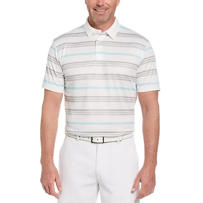 Men's Performance Short Sleeve Striped Golf Polo Shirt