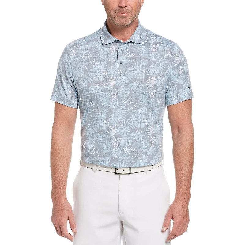 Polo à manches courtes imprimé tropical pour homme